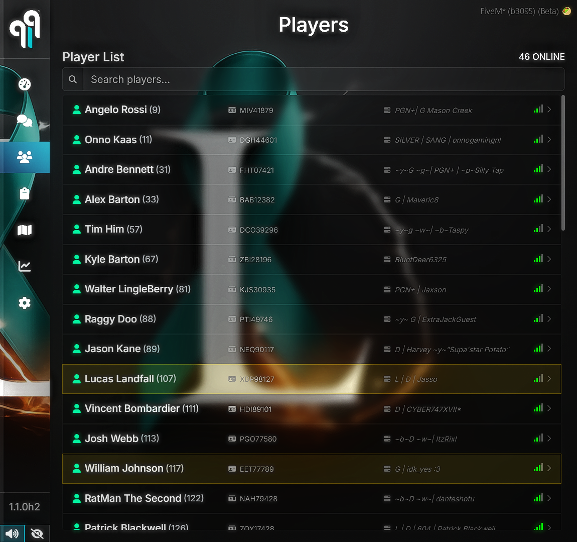 Player menu screenshot one