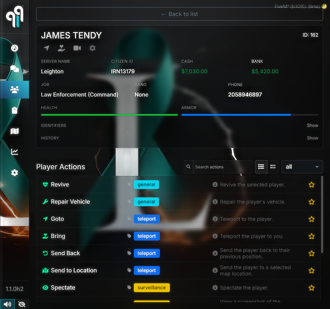 Player menu screenshot two