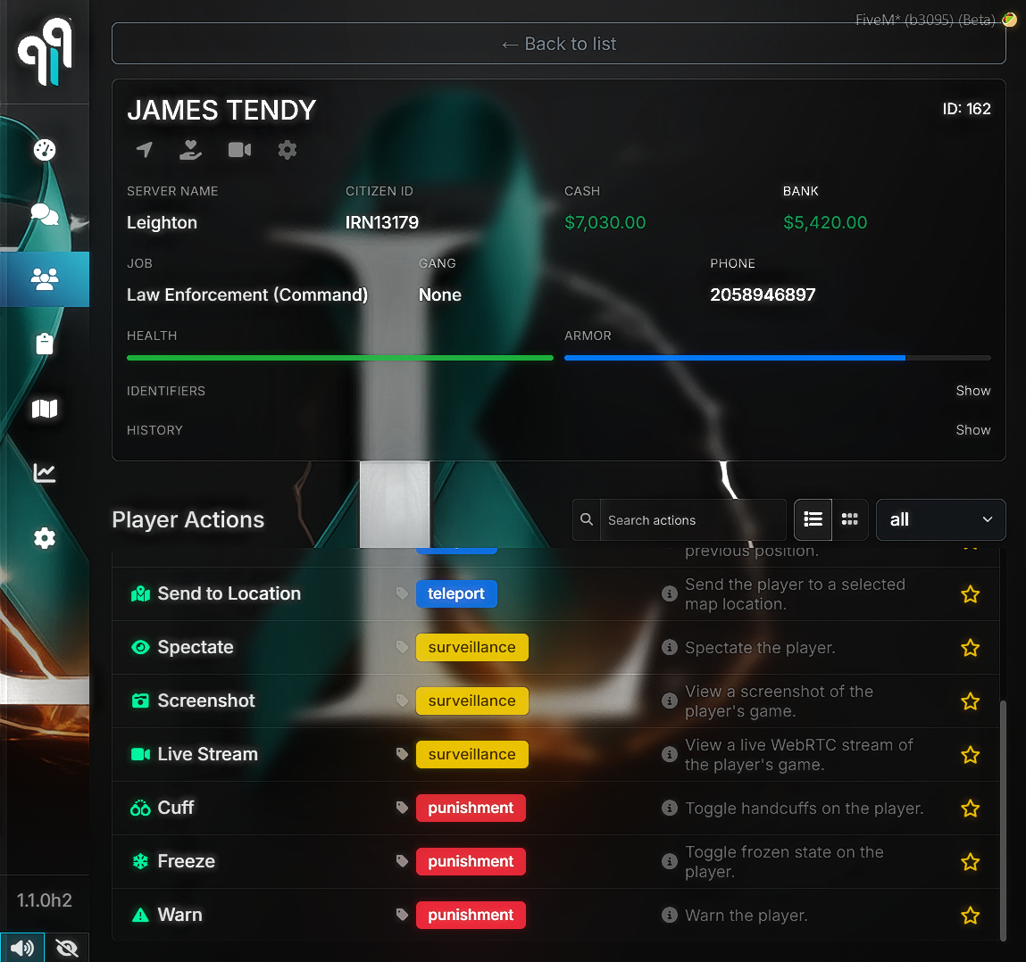 Player menu screenshot three