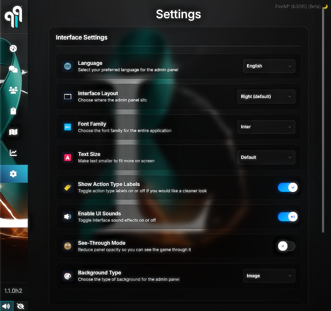 Settings screenshot one